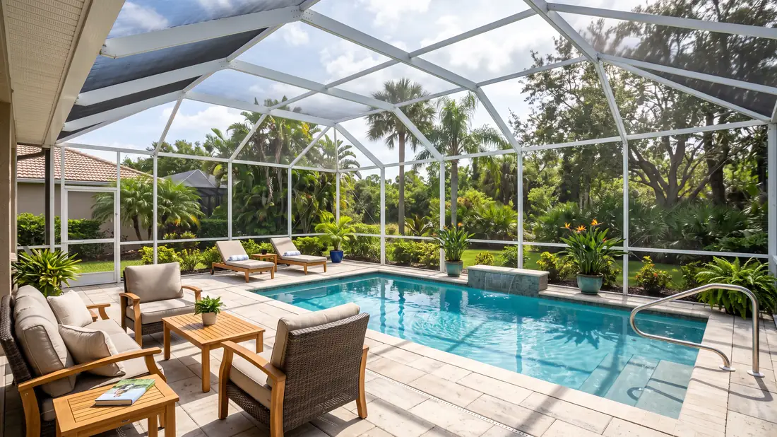 Screened lanai over a Volusia County pool