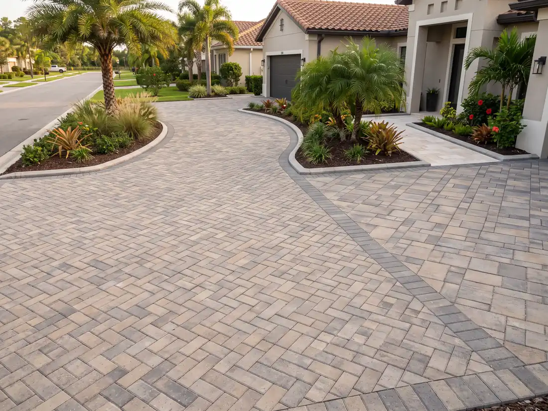 Landscape architect's plan overlaid on a finished Florida backyard